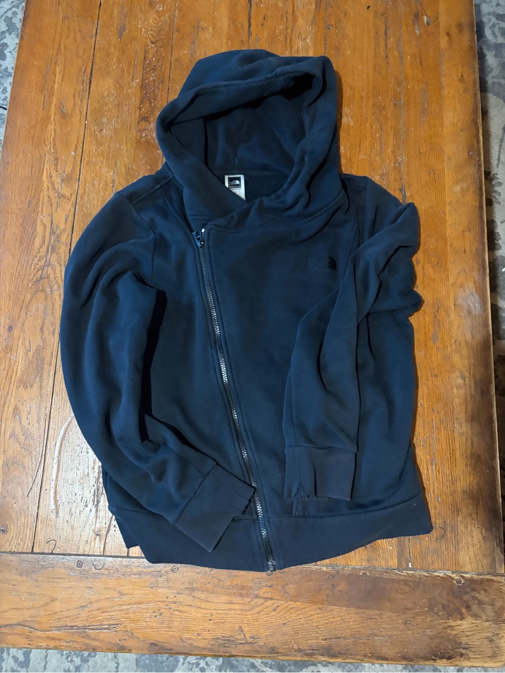 The North Face Black Asymmetrical Zip Hooded Fleece Jacket